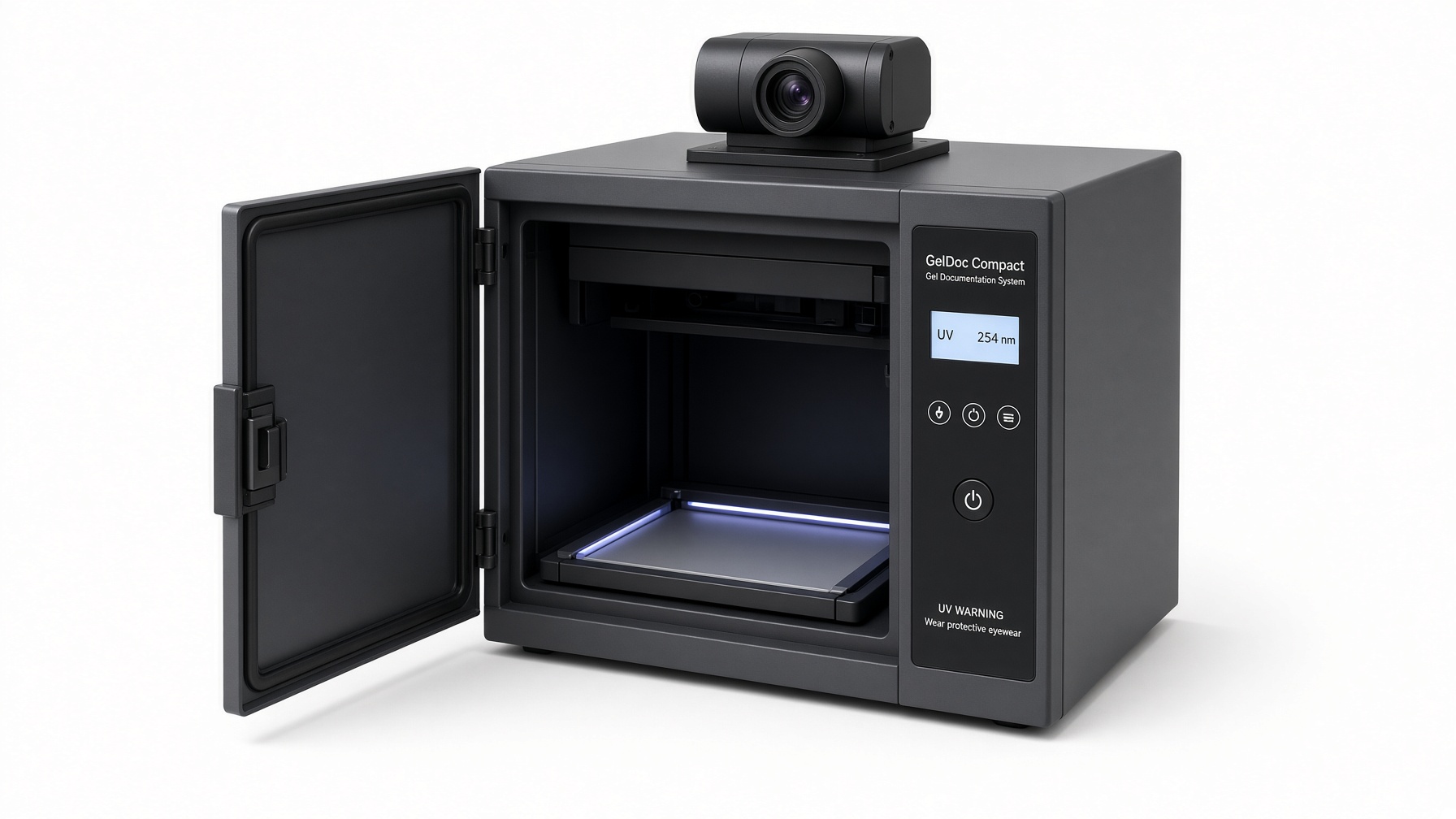 Gel documentation cabinet with empty transilluminator